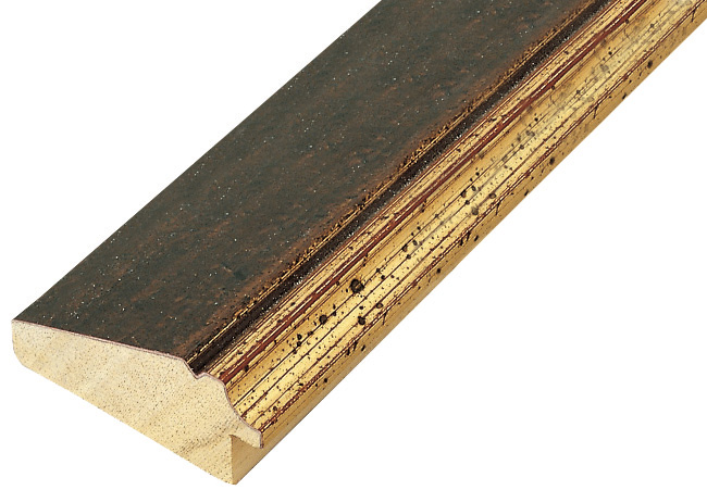 Moulding finger-jointed pine width 57mm - Brown with gold sight edge - 395BROWN