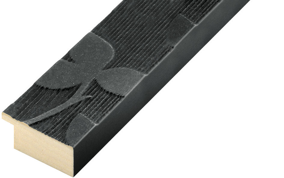 Moulding finger-jointed fird width 40mm heigth 19mm - black (mt 6) - 406NERO