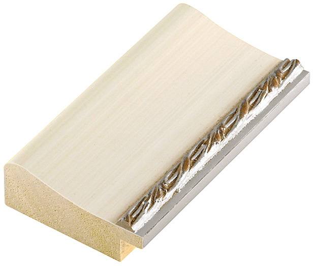 Liner lamellar pine 40mm - cream with silver decoration - 40PRA