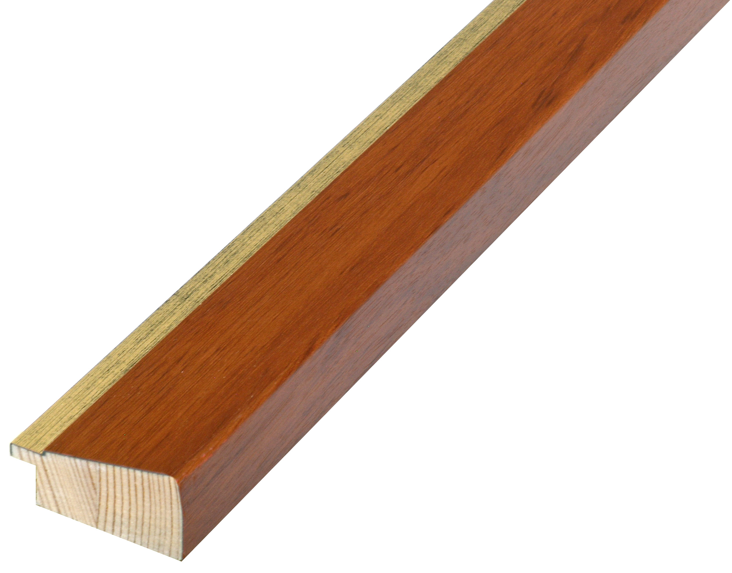 Moulding finger-jointed pine, width 42mm height 22 - cherry gold fille