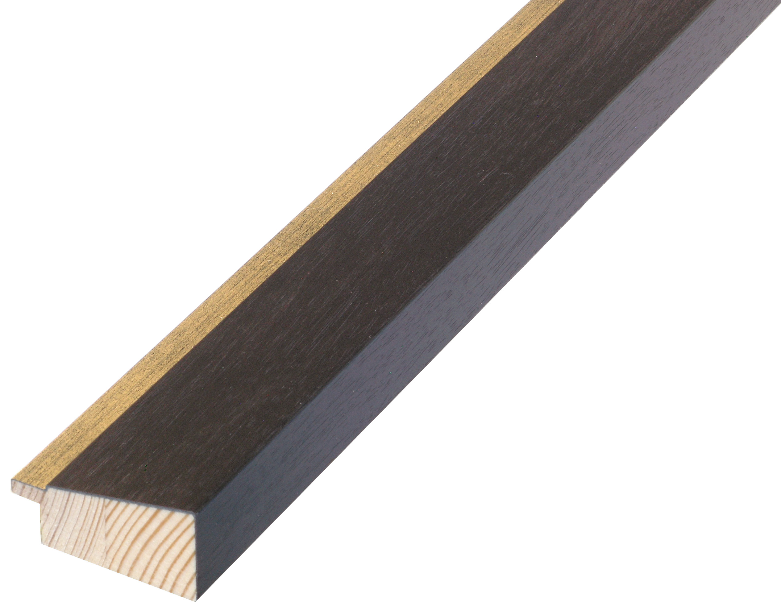 Moulding finger-jointed pine, width 42mm height 22 - wenge gold fille