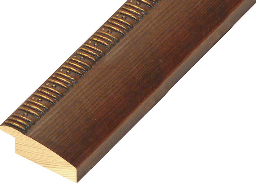 Moulding pine 40mm - walnut with gold decorations - 418NOCE