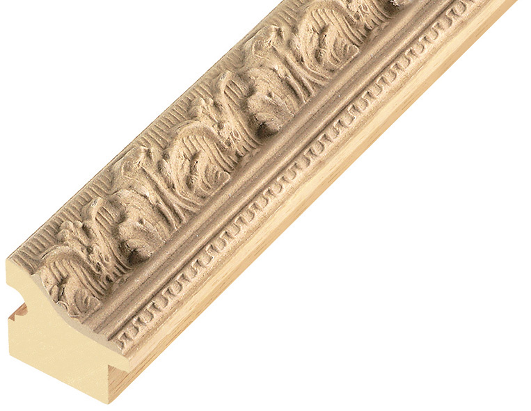 Moulding finger-jointed pine, width 32 mm, embossed bare timber