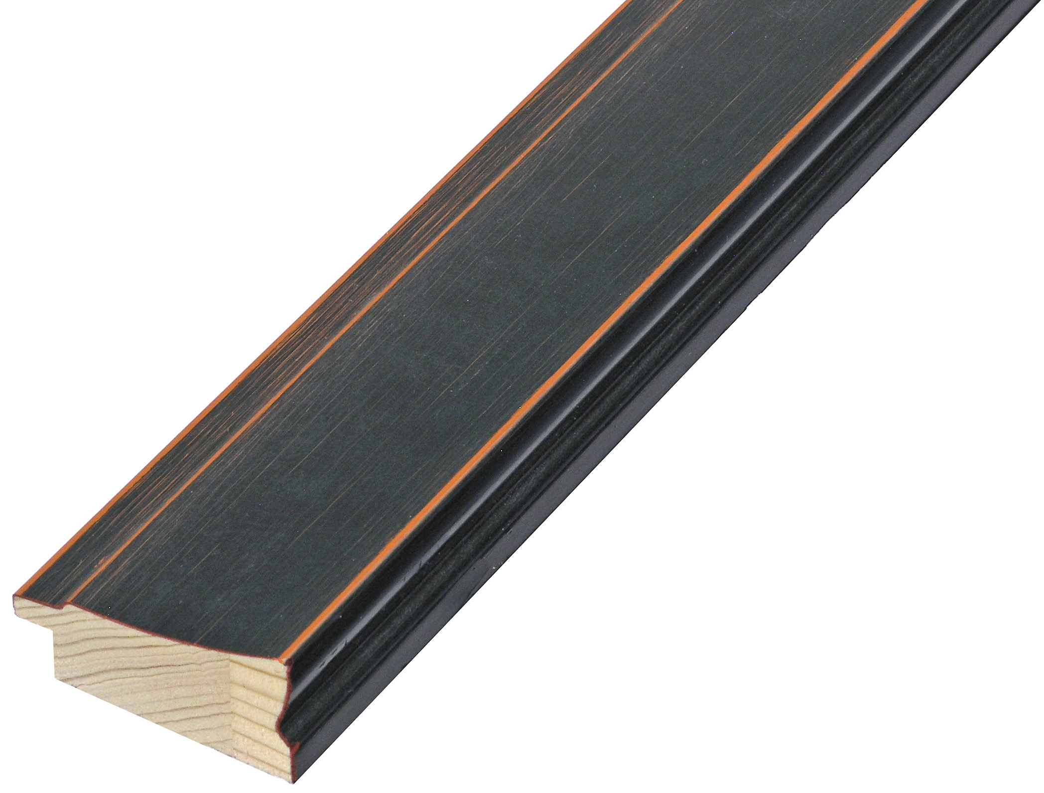 Moulding finger-jointed pine - Width 43mm - Black finish