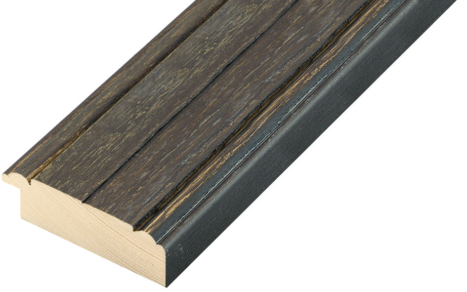 Moulding fir, 41mm, 20height, rustic finish - black  - 425NERO