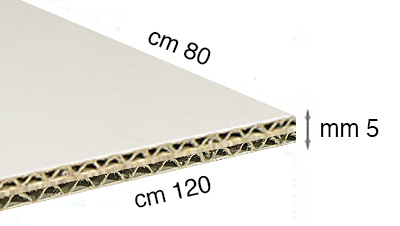 Corrugated white cardboard, 80x120 cm