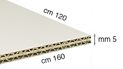Corrugated white cardboard, 120x160 cm
