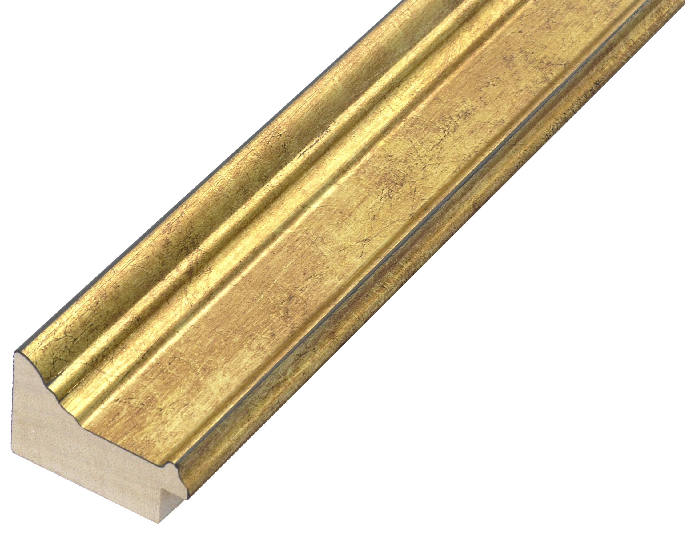 Moulding finger-jointed pine - width 42mm height 29 - gold - 435ORO