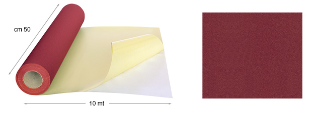 Velvet paper, self-adhesive - mt 10x50 cm rolls, 12 Scarlet