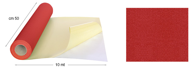 Velvet paper, self-adhesive - mt 10x50 cm rolls, 30 Red