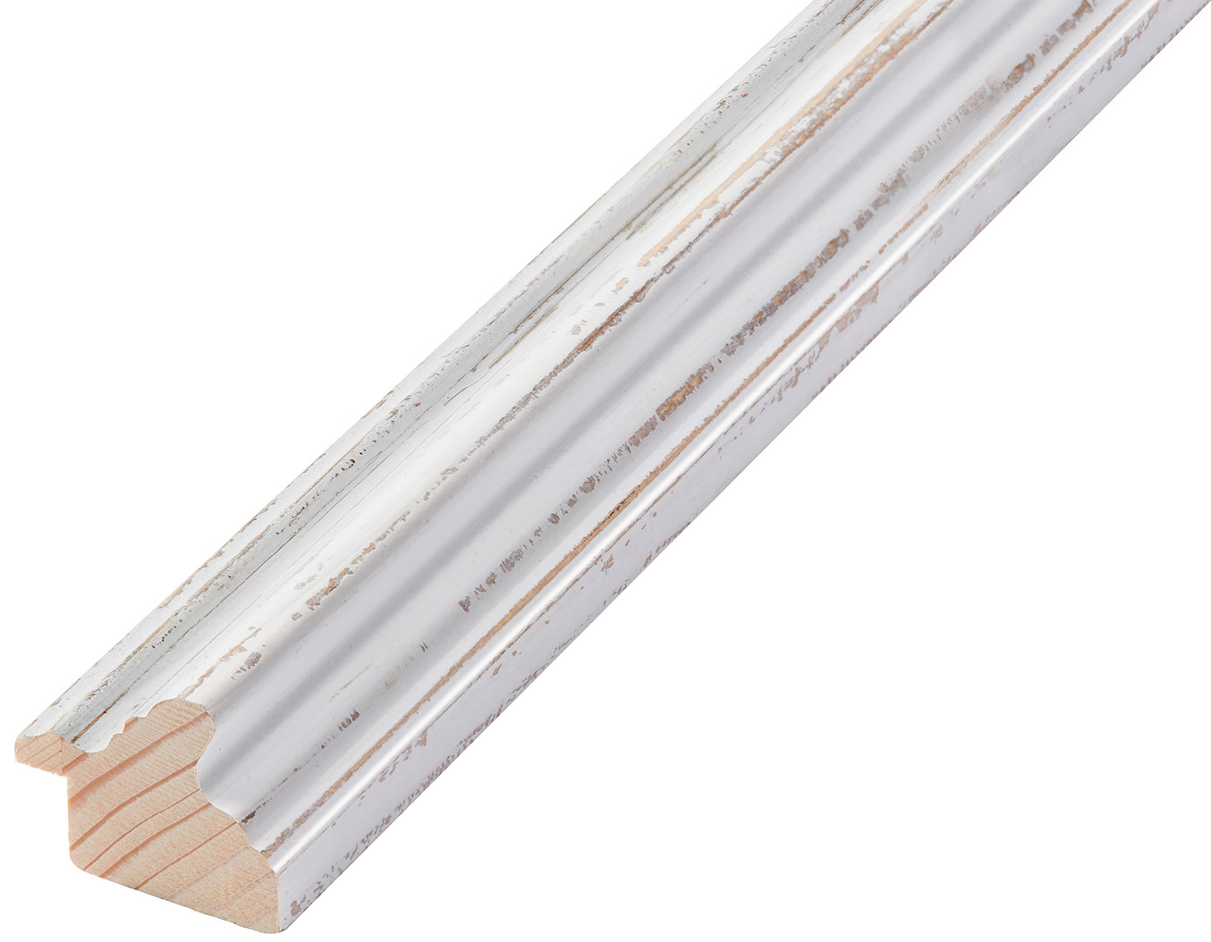 Moulding finger-jointed fir Width 36mm - White, distressed