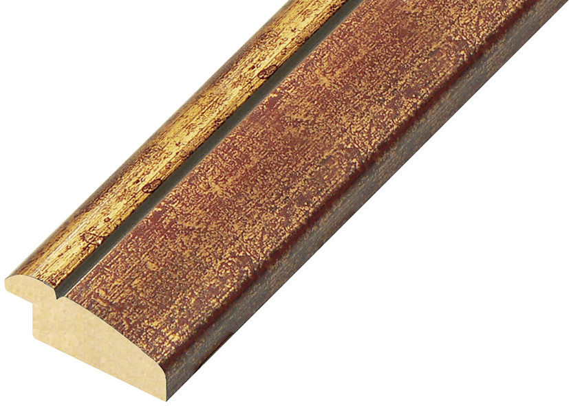 Moulding ayous 40mm - distressed red, gold edge