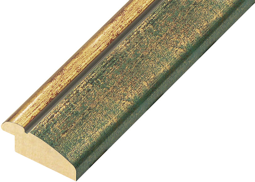 Moulding ayous 40mm - distressed green, gold edge