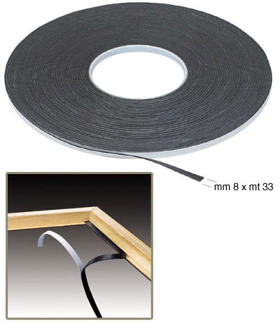 Self adhesive black sponge tape mm 8x33 mt