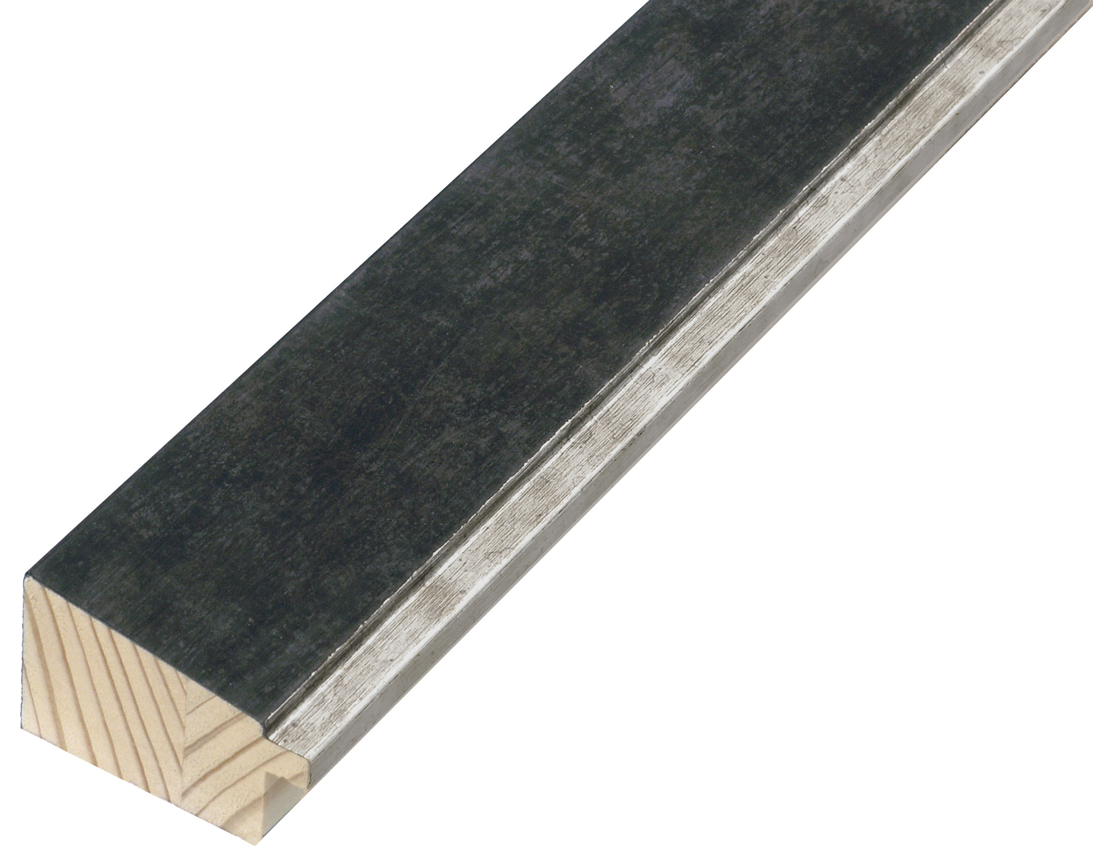 Moulding finger-jointed pine - width 42mm height 27 - black, silver ed - 461NERO