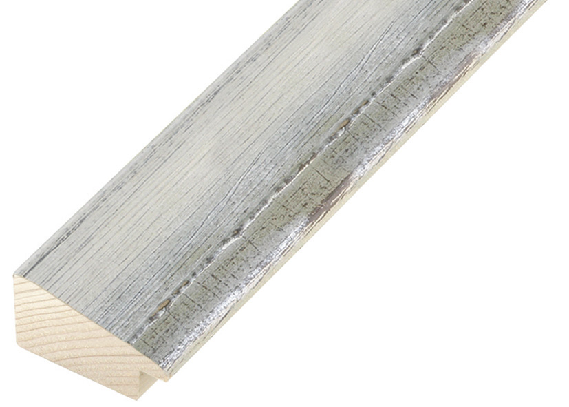 Moulding finger-jointed fir 37mm - distressed white finish, silver edg - 472BIANCO