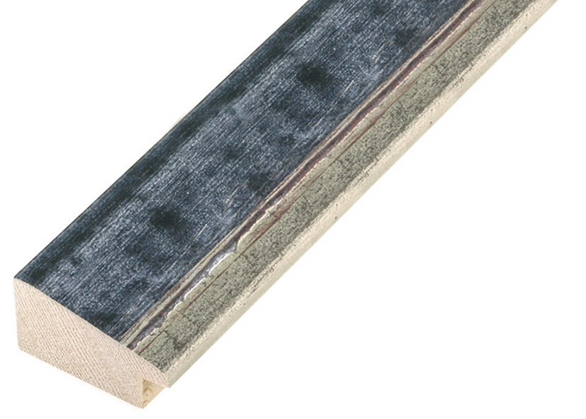 Moulding finger-jointed fir 37mm - distressed dark brown, silver edge