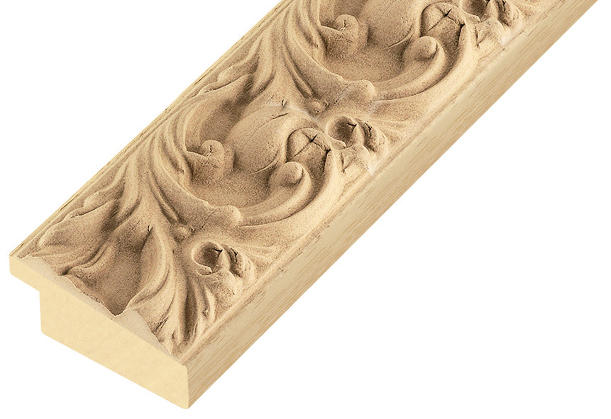 Moulding finger-jointed pine, width 49 mm, embossed bare timber