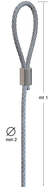 Steel wire with loop - 4 meter - diam. 2 mm