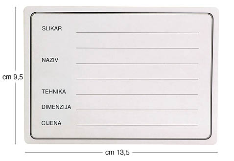 Non-adhesive labels for frame backs, in Croatian - Pack 50