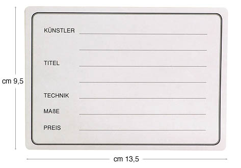 Self-adhesive labels for frame backs, in German - Pack 50