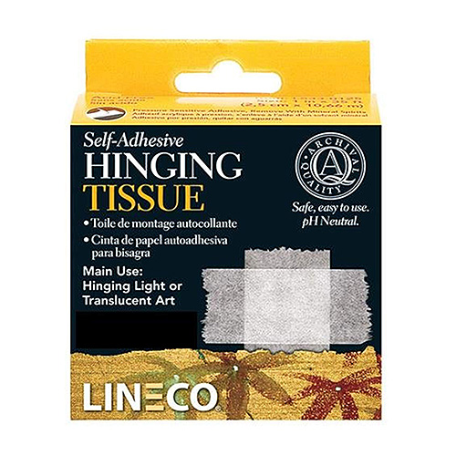 Self-adhesive hinging tissue archival tape