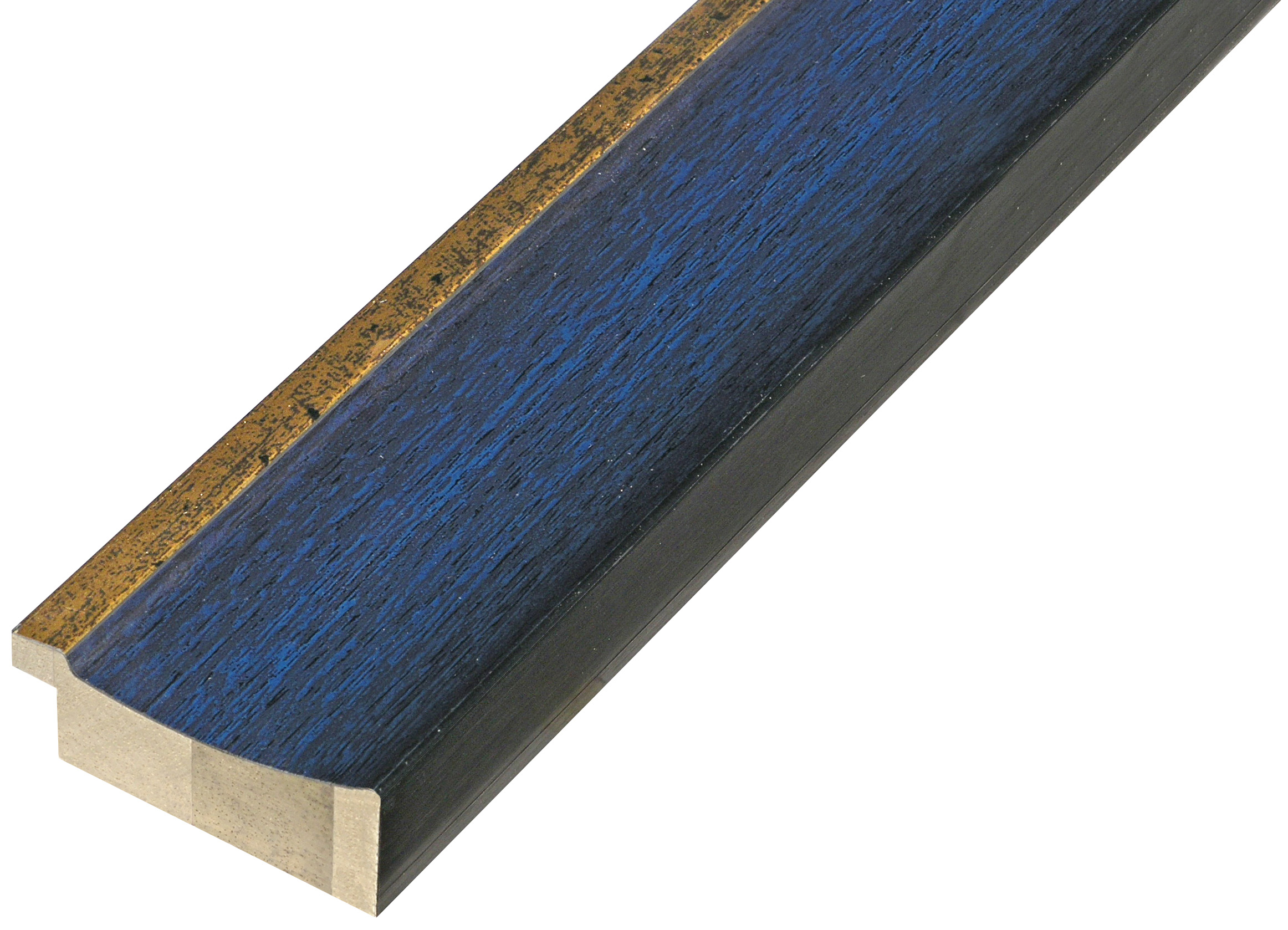 Moulding ayous lamellar - Width 50mm - Blue, gold sight edge  - 535BLU