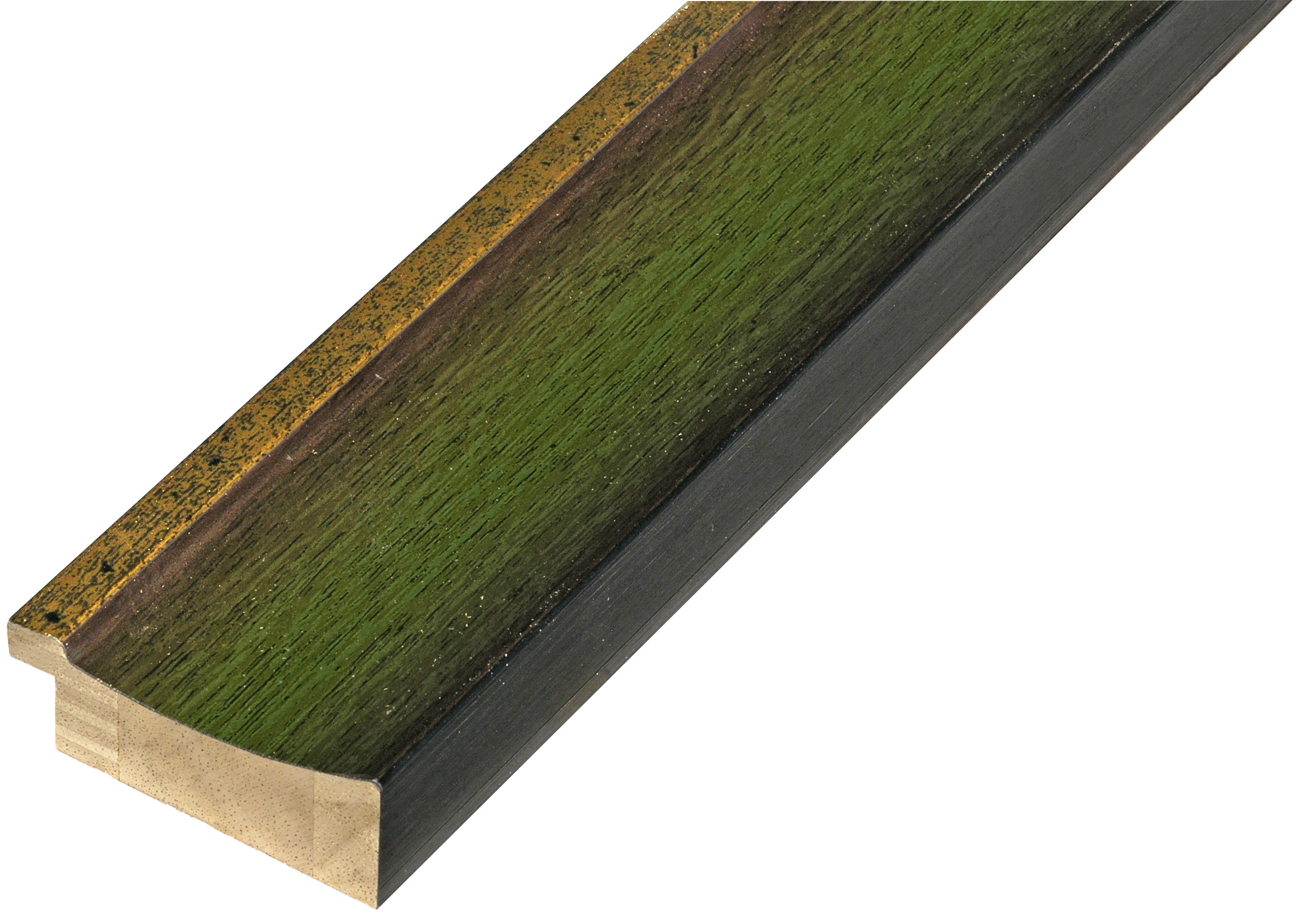 Moulding finger-jointed pine - Width 50mm - Green, gold sight edge 
