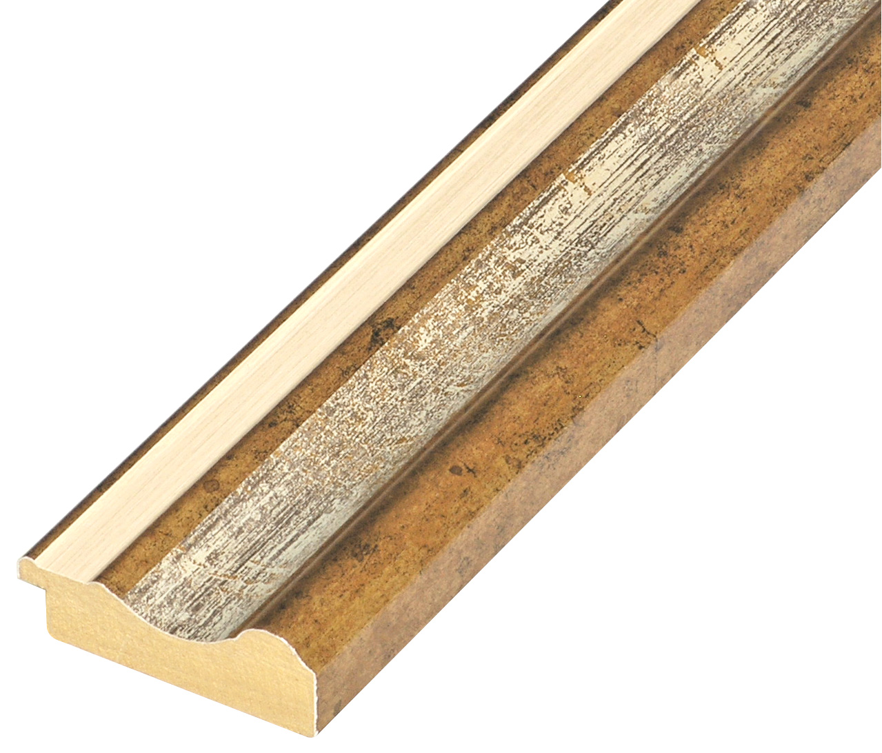 Moulding finger-jointed pine - width 61mm height 20 - Gold, white band