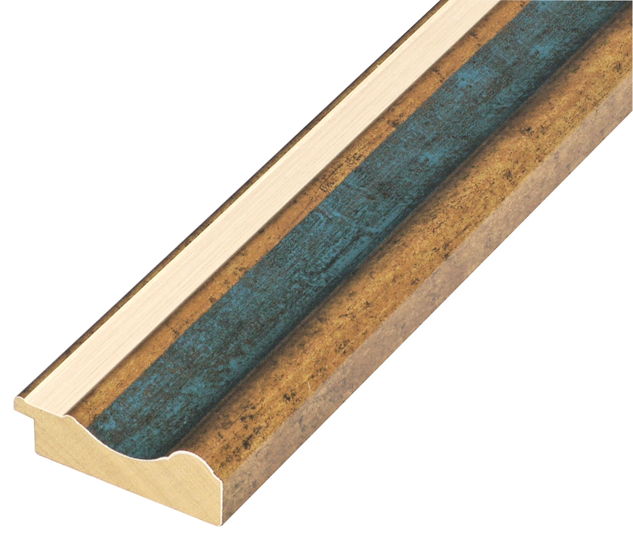 Moulding finger-jointed pine - width 61mm height 20 - Gold, blue band