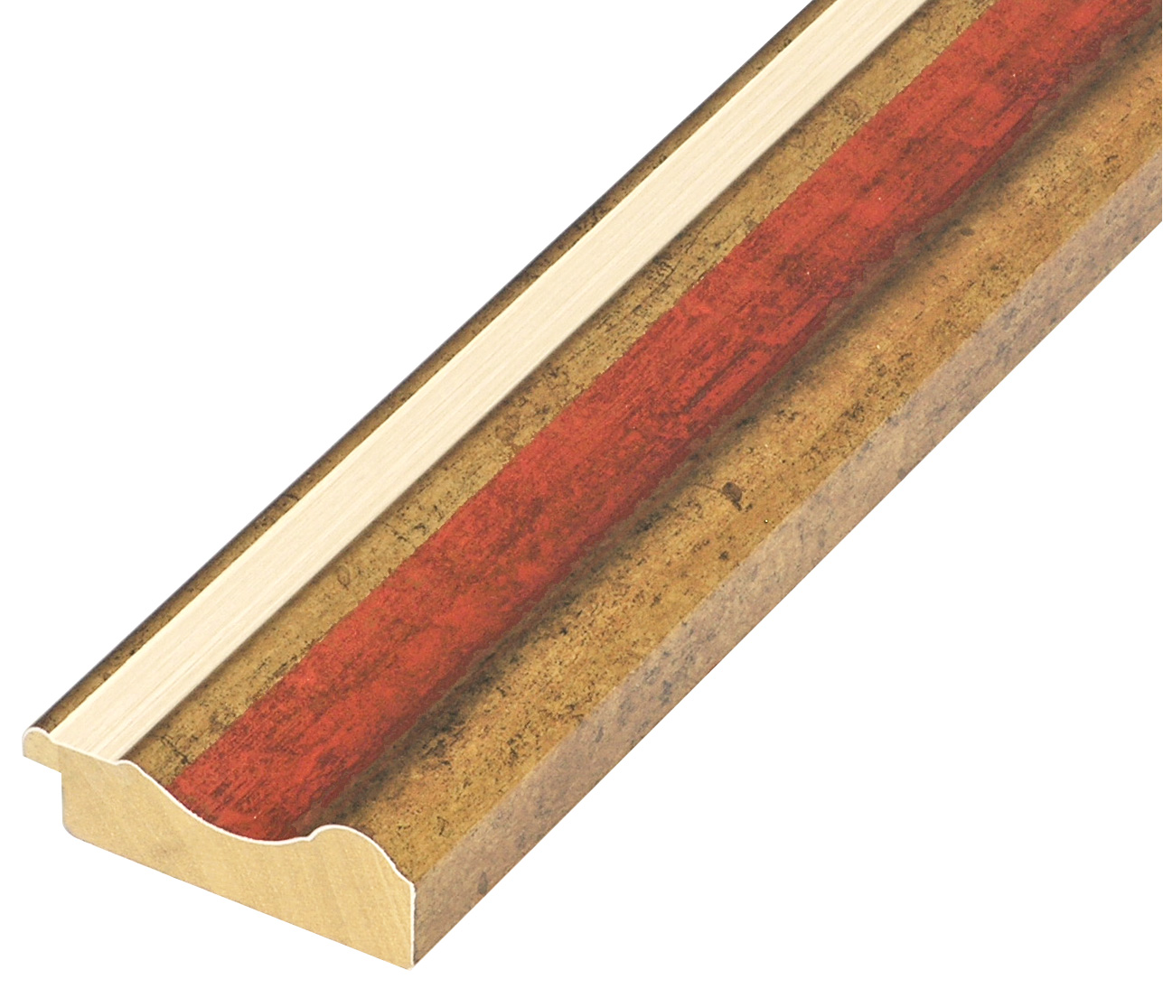 Moulding finger-jointed pine - width 61mm height 20 - Gold, red band
