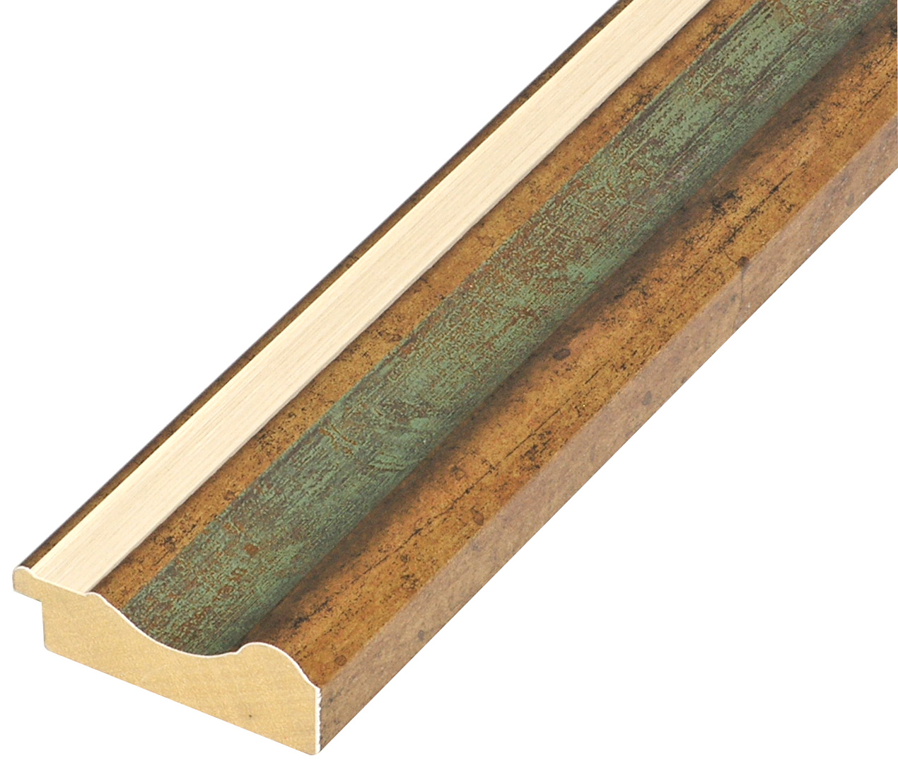 Moulding finger-jointed pine - width 61mm height 20 - Gold, green band