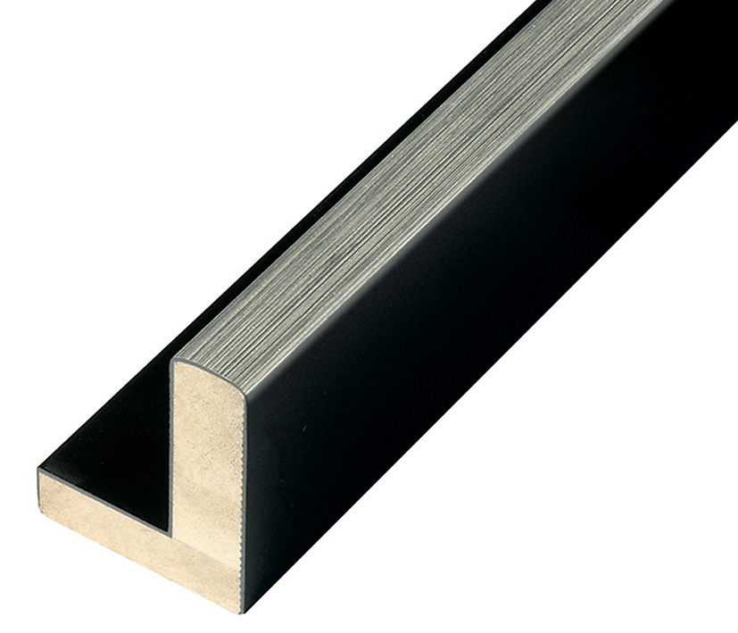 Moulding Jelutong L shape, Width 40mm Height 49 Black-Silver - 585ARG
