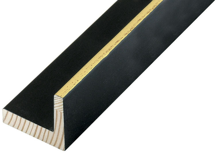 Moulding fir L shape, width 34mm - Black-Gold