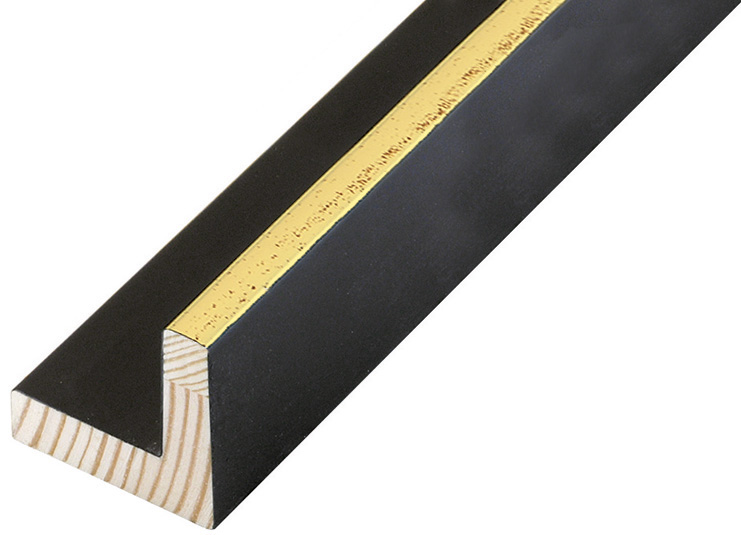 Moulding fir L shape, width 34mm - Black-Gold - 588ORO