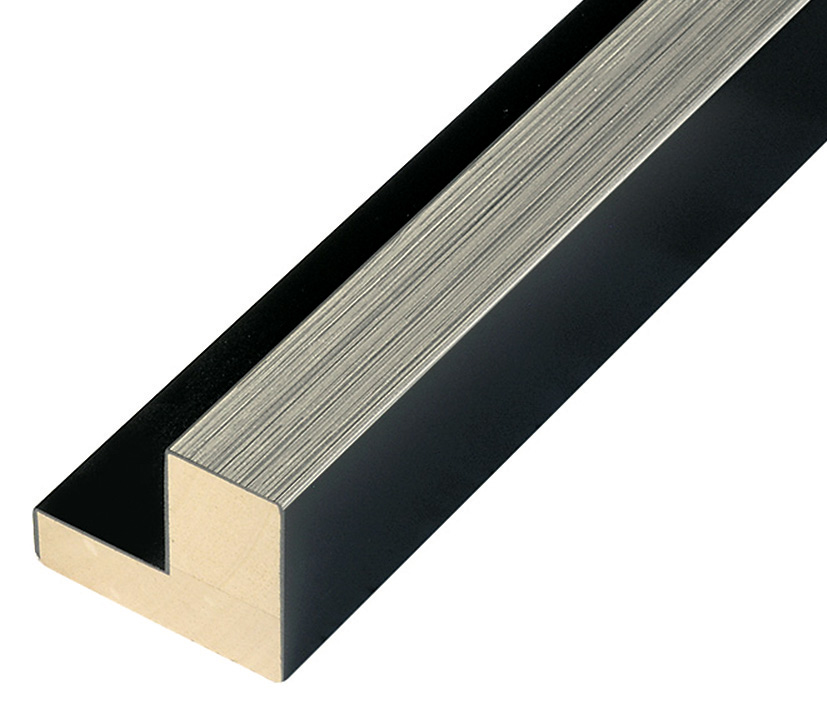 Moulding Jelutong L shape, Width 44mm Height 35 Black-Silver