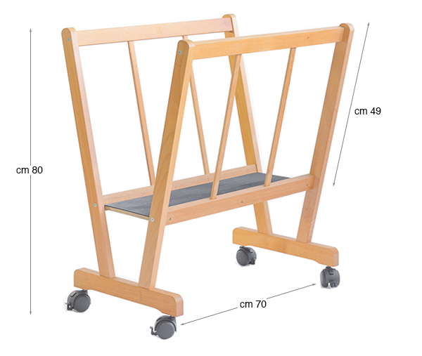 Wooden rack, solid wood, with wheels