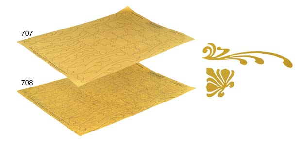 Sheet with transfer gold decorations
