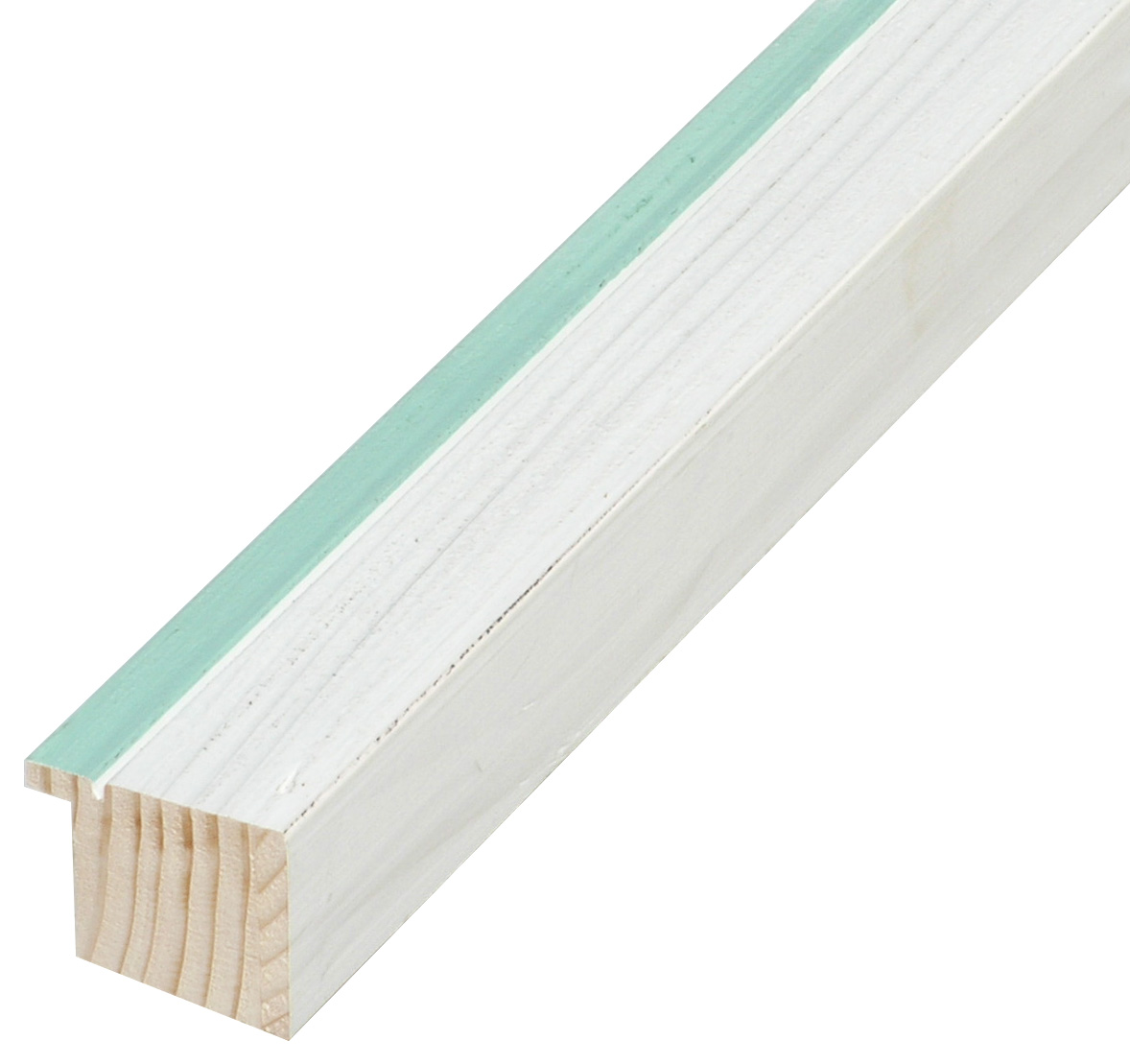 Moulding finger-jointed pine height 33mm - White, green egde - 716ACQUA