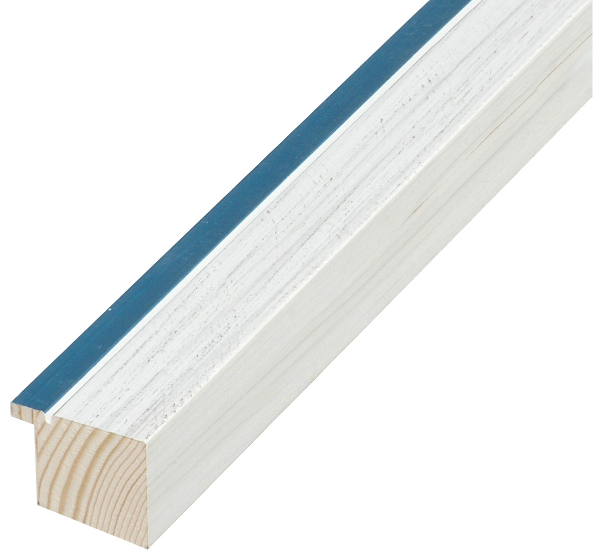 Moulding finger-jointed pine height 33mm - White, blue edge