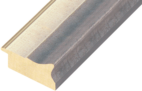 Moulding finger-jointed fir, width 65mm, height 33 - blue, white band