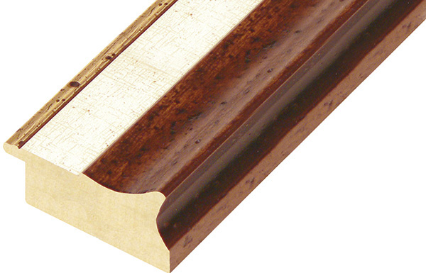 Moulding finger-jointed fir, width 65mm, height 33 - brown, white band