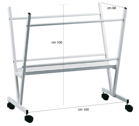 Display stand for posters, wheeled white, 70x100 cm
