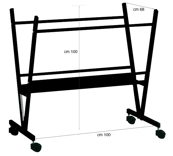 Display stand for posters, wheeled black, 70x100 cm