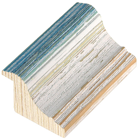 Moulding ayous width 44mm - White-blue, shabby