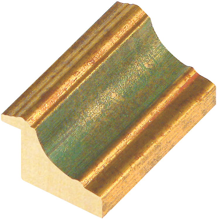 Moulding ayous, width 44mm, height 32 - gold with green band - 822VERDE