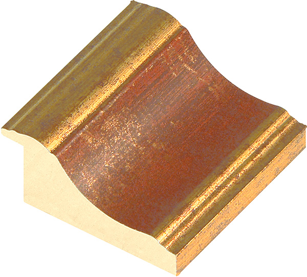 Moulding ayous, width 65mm, height 31 - gold with red band - 868ROSSO