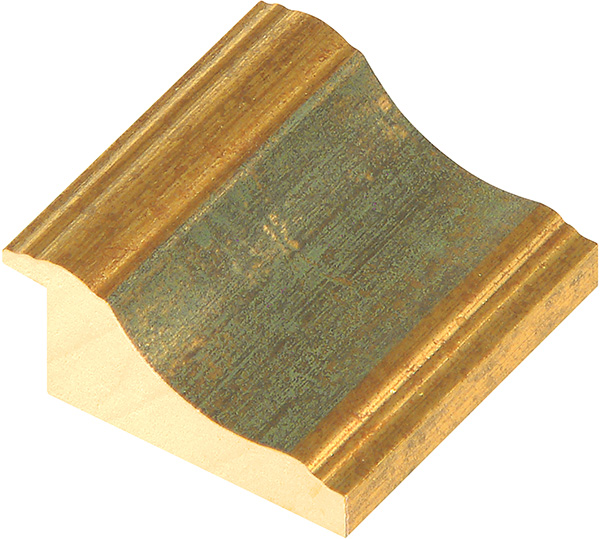 Moulding ayous, width 65mm, height 31 - gold with green band - 868VERDE