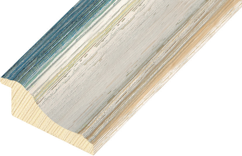 Moulding ayous Width 66mm - White-blue, shabby