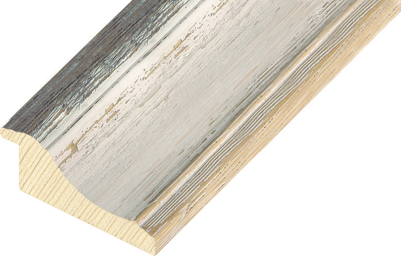 Moulding finger-jointed pine Width 67mm - White-gray, shabby